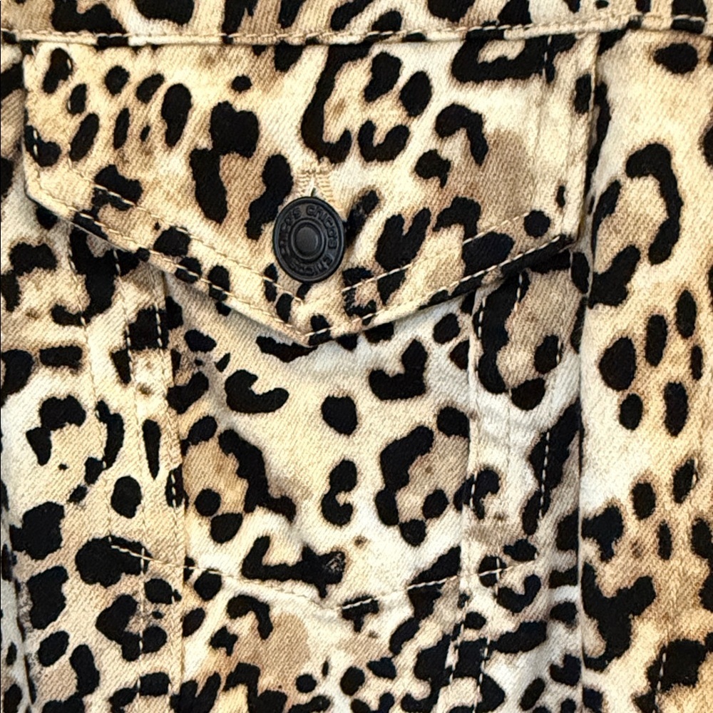 Denim Jacket - Chico's Leopard Print Teddy Jacket Size Large - Picture 3 of 4
